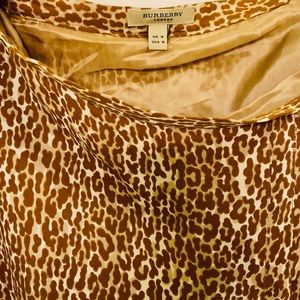 Burberry Silk Leopard Print Skirt